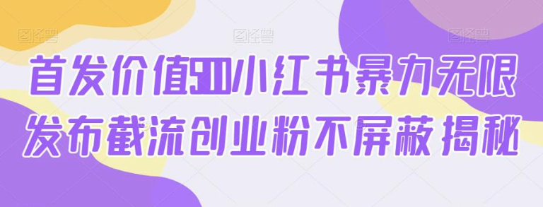 價(jià)值5100小紅書暴力無限發(fā)布截流創(chuàng)業(yè)粉教程百度網(wǎng)盤插圖